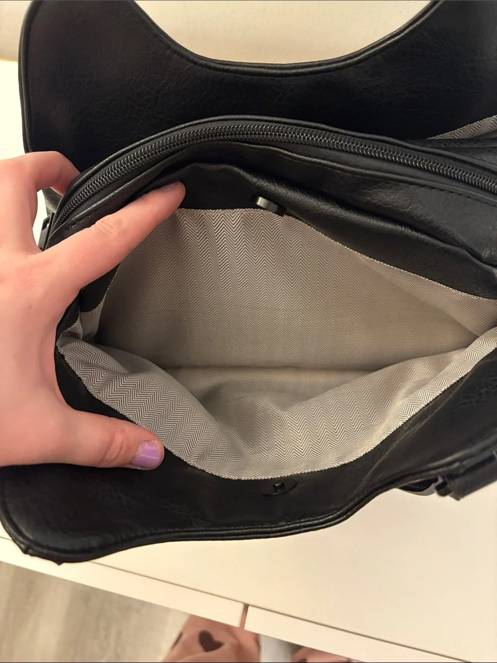Classic Black Leather Shoulder Bag
